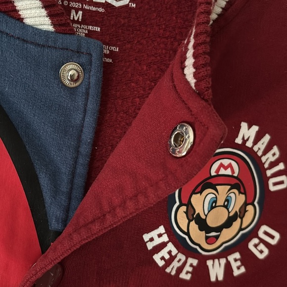 Rare Super Mario Boys Track Jacket Button Up Medium - Picture 5 of 7